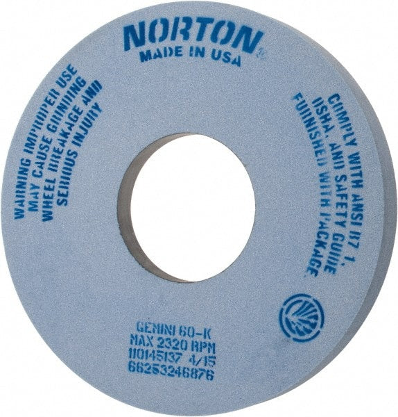 Norton - 14" Diam x 5" Hole x 1-1/2" Thick, K Hardness, 60 Grit Surface Grinding Wheel - Aluminum Oxide, Type 5, Medium Grade, 2,320 Max RPM, One-Side Recess - Exact Tooling