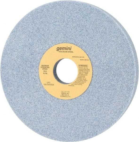 Norton - 7" Diam x 1-1/4" Hole x 1" Thick, I Hardness, 46 Grit Surface Grinding Wheel - Aluminum Oxide, Type 5, Coarse Grade, 3,600 Max RPM, One-Side Recess - Exact Tooling