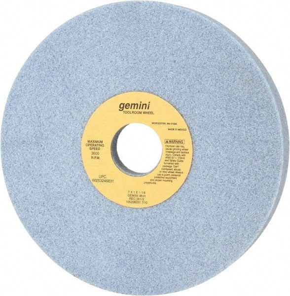 Norton - 7" Diam x 1-1/4" Hole x 1" Thick, H Hardness, 46 Grit Surface Grinding Wheel - Aluminum Oxide, Type 5, Coarse Grade, 3,600 Max RPM, One-Side Recess - Exact Tooling