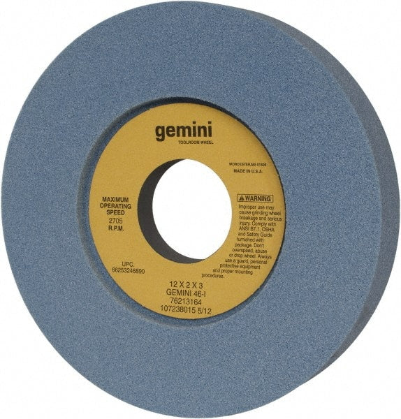 Norton - 12" Diam x 3" Hole x 2" Thick, I Hardness, 46 Grit Surface Grinding Wheel - Aluminum Oxide, Type 7, Coarse Grade, 2,705 Max RPM, Two-Side Recess - Exact Tooling