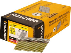 Stanley Bostitch - 12 Gauge 0.113" Shank Diam 2" Long Framing Nails for Power Nailers - Steel, Galvanized Finish, Ring Shank, Angled Stick Wire Collation, Round Head, Diamond Point - Exact Tooling