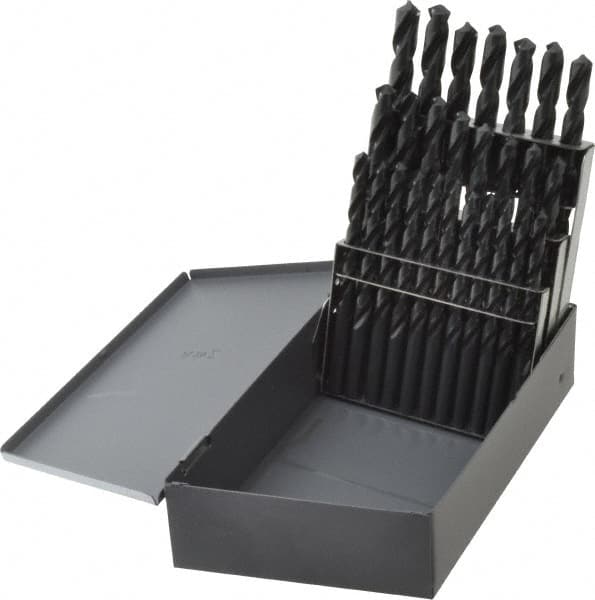 Chicago-Latrobe - 118° Point, Oxide Finish, High Speed Steel Jobber Length Drill Bit Set - Exact Tooling