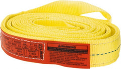 Lift-All - 12' Long x 2" Wide, 6,400 Lb Vertical Capacity, 2 Ply, Polyester Web Sling - 5,000 Lb Choker Capacity, Yellow - Exact Tooling