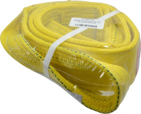 Lift-All - 6' Long x 3" Wide, 8,600 Lb Vertical Capacity, 2 Ply, Polyester Web Sling - 6,900 Lb Choker Capacity, Yellow - Exact Tooling