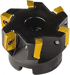Seco - 6 Inserts, 63mm Cut Diam, 22mm Arbor Diam, 15mm Max Depth of Cut, Indexable Square-Shoulder Face Mill - 90° Lead Angle, 40mm High, AP.. 1604 Insert Compatibility - Exact Tooling