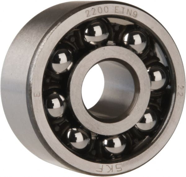 SKF - 10mm Bore Diam, 30mm OD, Open Self Aligning Radial Ball Bearing - 14mm Wide, 2 Rows, Round Bore, 389 Lb Static Capacity, 1,810 Lb Dynamic Capacity - Exact Tooling