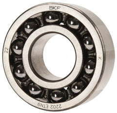 SKF - 15mm Bore Diam, 35mm OD, Open Self Aligning Radial Ball Bearing - 14mm Wide, 2 Rows, Round Bore, 459 Lb Static Capacity, 1,960 Lb Dynamic Capacity - Exact Tooling