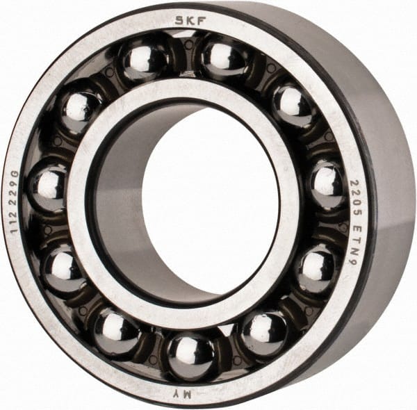 SKF - 25mm Bore Diam, 52mm OD, Open Self Aligning Radial Ball Bearing - 18mm Wide, 2 Rows, Round Bore, 989 Lb Static Capacity, 3,780 Lb Dynamic Capacity - Exact Tooling