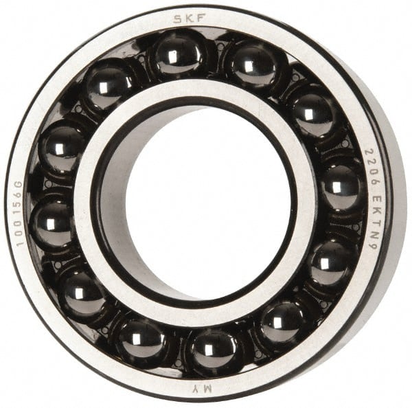 SKF - 30mm Bore Diam, 62mm OD, Open Self Aligning Radial Ball Bearing - 20mm Wide, 2 Rows, Round Bore, 1,510 Lb Static Capacity, 5,350 Lb Dynamic Capacity - Exact Tooling