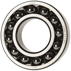 SKF - 30mm Bore Diam, 62mm OD, Open Self Aligning Radial Ball Bearing - 20mm Wide, 2 Rows, Round Bore, 1,510 Lb Static Capacity, 5,350 Lb Dynamic Capacity - Exact Tooling