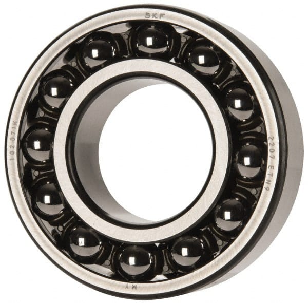 SKF - 35mm Bore Diam, 72mm OD, Open Self Aligning Radial Ball Bearing - 23mm Wide, 2 Rows, Round Bore, 1,980 Lb Static Capacity, 6,900 Lb Dynamic Capacity - Exact Tooling