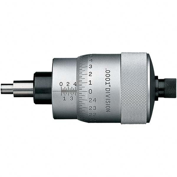 Starrett - 1 Inch, 2-1/16 Inch Plain Thimble, 5/16 Inch Diameter x 1-7/16 Inch Long Spindle, Mechanical Micrometer Head - Exact Tooling