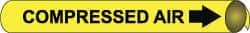 NMC - Pipe Marker with Compressed Air Legend and Arrow Graphic - 1-1/8 to 2-3/8" Pipe Outside Diam, Black on Yellow - Exact Tooling