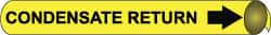NMC - Pipe Marker with Condensate Return Legend and Arrow Graphic - 3-3/8 to 4-1/2" Pipe Outside Diam, Black on Yellow - Exact Tooling