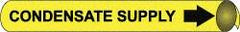 NMC - Pipe Marker with Condensate Supply Legend and Arrow Graphic - 1-1/8 to 2-3/8" Pipe Outside Diam, Black on Yellow - Exact Tooling