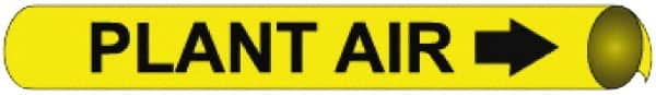 NMC - Pipe Marker with Plant Air Legend and Arrow Graphic - 8 to 10" Pipe Outside Diam, Black on Yellow - Exact Tooling