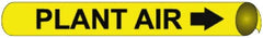 NMC - Pipe Marker with Plant Air Legend and Arrow Graphic - 8 to 10" Pipe Outside Diam, Black on Yellow - Exact Tooling