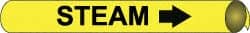 NMC - Pipe Marker with Steam Legend and Arrow Graphic - 2-1/2 to 3-1/4" Pipe Outside Diam, Black on Yellow - Exact Tooling