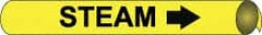 NMC - Pipe Marker with Steam Legend and Arrow Graphic - 1-1/8 to 2-3/8" Pipe Outside Diam, Black on Yellow - Exact Tooling