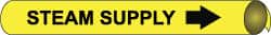 NMC - Pipe Marker with Steam Supply Legend and Arrow Graphic - 4-5/8 to 5-7/8" Pipe Outside Diam, Black on Yellow - Exact Tooling