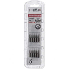 Wiha - 1/4" Drive T7 Tamperproof Torx Screwdriver Bit - 1" OAL, Tamper Resistant Bit - Exact Tooling
