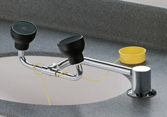 Bradley - Deck Mount, Eye & Face Wash Station - 1/2" Inlet, 30 to 90 psi Flow, 3 GPM Flow Rate - Exact Tooling