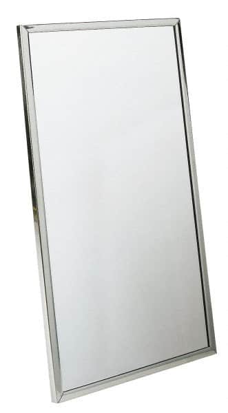 Bradley - 18 Inch Wide x 36 Inch High, Theft Resistant Rectangular Glass Washroom Mirror - Stainless Steel Frame - Exact Tooling