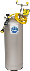 Bradley - 15 Gallon, 0.4 GPM Flow Rate at 30 PSI, Pressurized with Drench Hose Stainless Steel, Portable Eye Wash Station - 18 Min Duration, 12-1/4 Inch Wide x 30-3/8 Inch High - Exact Tooling