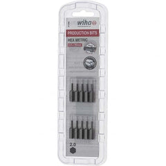 Wiha - 2mm Hex Screwdriver Bit - 1/4" Drive, 1" OAL - Exact Tooling