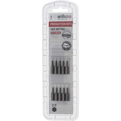Wiha - 2.5mm Hex Screwdriver Bit - 1/4" Drive, 1" OAL - Exact Tooling