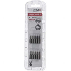 Wiha - 3mm Hex Screwdriver Bit - 1/4" Drive, 1" OAL - Exact Tooling