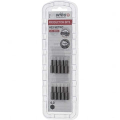 Wiha - 4mm Hex Screwdriver Bit - 1/4" Drive, 1" OAL - Exact Tooling