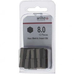 Wiha - 8mm Hex Screwdriver Bit - 1/4" Drive, 1" OAL - Exact Tooling