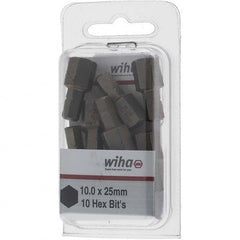 Wiha - 10mm Hex Screwdriver Bit - 1/4" Drive, 1" OAL - Exact Tooling