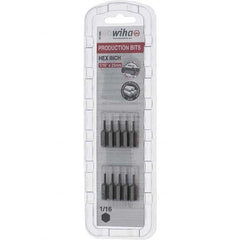 Wiha - 0.063" Hex Screwdriver Bit - 1/4" Drive, 1" OAL - Exact Tooling