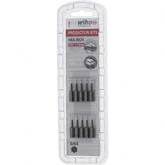 Wiha - 0.078" Hex Screwdriver Bit - 1/4" Drive, 1" OAL - Exact Tooling
