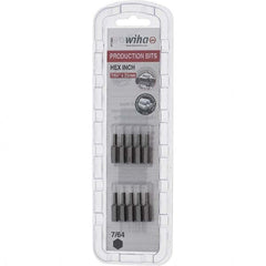 Wiha - 0.109" Hex Screwdriver Bit - 1/4" Drive, 1" OAL - Exact Tooling