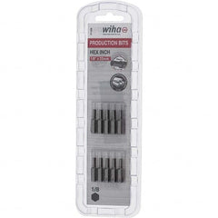 Wiha - 1/8" Hex Screwdriver Bit - 1/4" Drive, 1" OAL - Exact Tooling