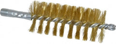 Schaefer Brush - 4-1/2" Brush Length, 2" Diam, Double Stem, Single Spiral Tube Brush - 8" Long, Brass, 1/4" NPSM Male Connection - Exact Tooling