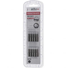 Wiha - 0.187" Hex Screwdriver Bit - 1/4" Drive, 1" OAL - Exact Tooling