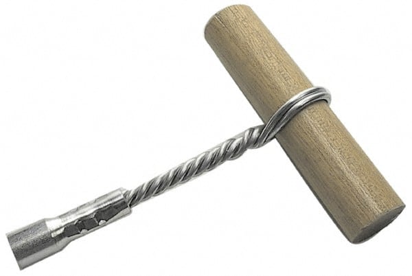 Schaefer Brush - 6" Long, 3/8" NPT Male, Galvanized Steel T-Bar Brush Handle - 1/2" Diam, For Use with Tube Brushes & Scrapers - Exact Tooling