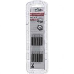 Wiha - 1/4" Hex Screwdriver Bit - 1/4" Drive, 1" OAL - Exact Tooling