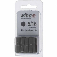 Wiha - 0.312" Hex Screwdriver Bit - 1/4" Drive, 1" OAL - Exact Tooling