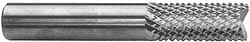 Accupro - 1/2" Diam, 1" LOC, Fishtail Point End, Solid Carbide Diamond Pattern Router Bit - Right Hand Cut, 3" OAL, 1/2" Shank Diam, Use on Fiberglass - Exact Tooling