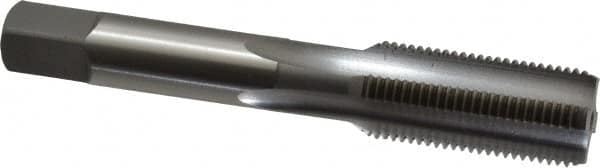 OSG - 5/8-18 UNF 3B 4 Flute Bright Finish High Speed Steel Straight Flute Standard Hand Tap - Bottoming, Left Hand Thread, 3-13/16" OAL, 1-13/16" Thread Length, H3 Limit, Oversize - Exact Tooling