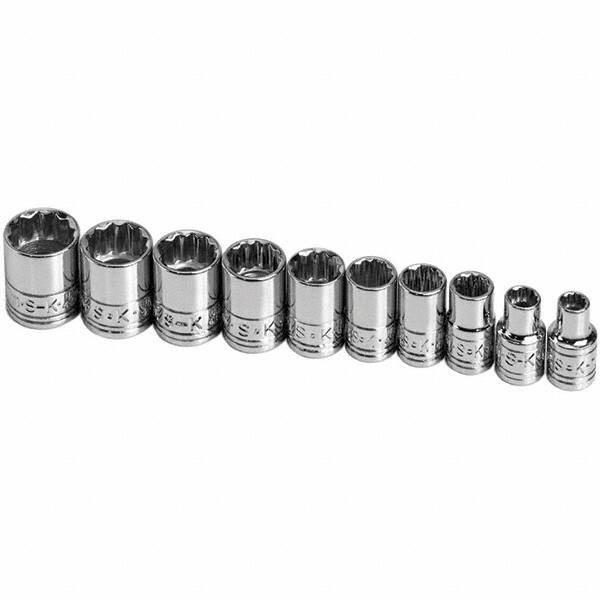 SK - 1/4" Drive Standard Socket Set - 5 to 14mm, Metric Measurement Standard - Exact Tooling