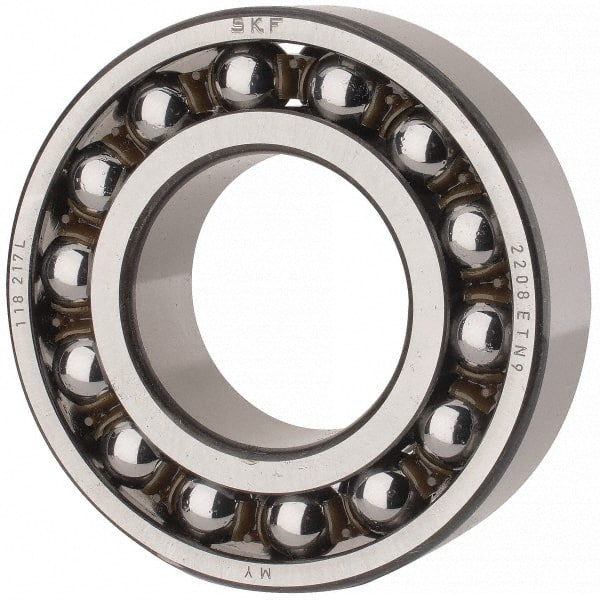 SKF - 40mm Bore Diam, 80mm OD, Open Self Aligning Radial Ball Bearing - 23mm Wide, 2 Rows, Round Bore, 2,250 Lb Static Capacity, 7,170 Lb Dynamic Capacity - Exact Tooling