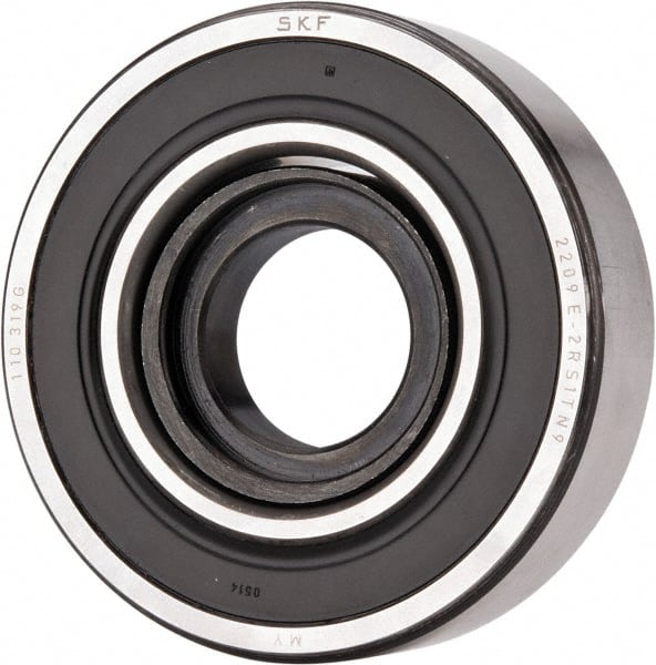 SKF - 45mm Bore Diam, 85mm OD, Double Seal Self Aligning Radial Ball Bearing - 23mm Wide, 2 Rows, Round Bore, 2,380 Lb Static Capacity, 7,310 Lb Dynamic Capacity - Exact Tooling