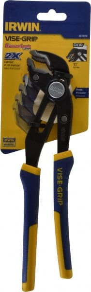 Irwin - 10" OAL, 2-1/4" Max Capacity, 16 Position Tongue & Groove Pliers - Standard V-Jaws, Standard Head, ProTouch Handles - Exact Tooling