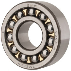 SKF - 25mm Bore Diam, 62mm OD, Open Self Aligning Radial Ball Bearing - 24mm Wide, 2 Rows, Round Bore, 1,470 Lb Static Capacity, 5,440 Lb Dynamic Capacity - Exact Tooling